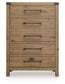 Ridgester - Five Drawer Chest - Light Brown