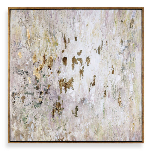Golden Raindrops - Modern Abstract Art - Beige
