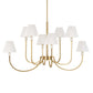 Poppins - 8 Light Brass Chandelier - White / Gold