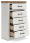 Savonport - Five Drawer Chest - White / Brown