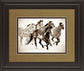 Painted Horses Run By Carol Walker - Framed Print Wall Art - Light Brown