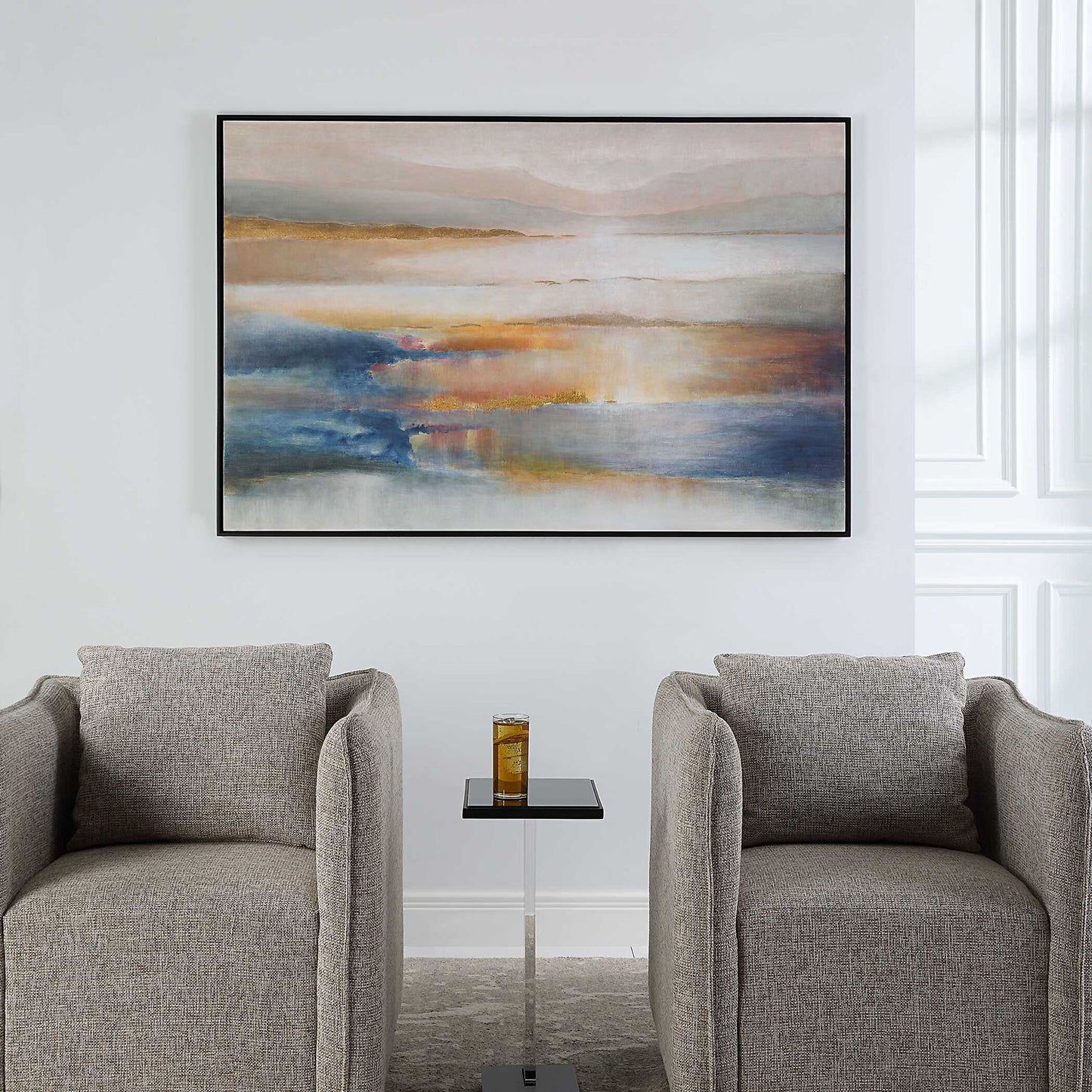 Seafaring Dusk - Hand Painted Abstract Art - Beige