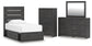 Hollivern - 4 Pc. - Twin Panel Storage Bed, Dresser, Mirror And Chest - Dark Gray