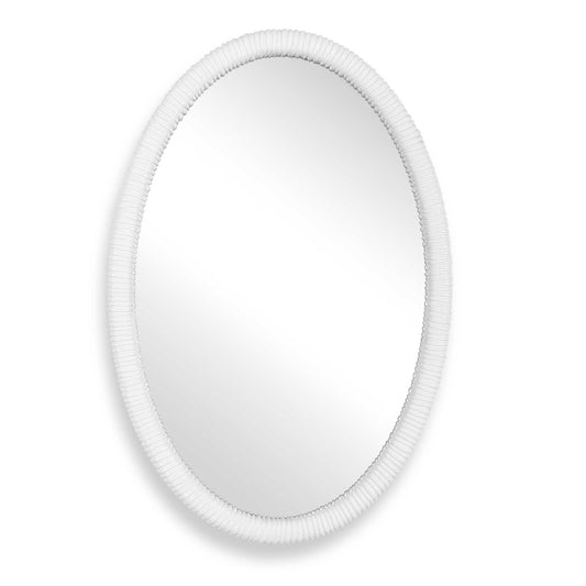 Bali - Ribbed Oval Mirror - White