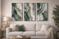 Jade Veining Hand-Embellished Canvas With Rocks & Foil In Frame (Set of 3) - Emerald / Sage