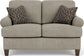 Moxy - Fabric Loveseat, T-Shaped Seat Cushion, Curved Sock Arms