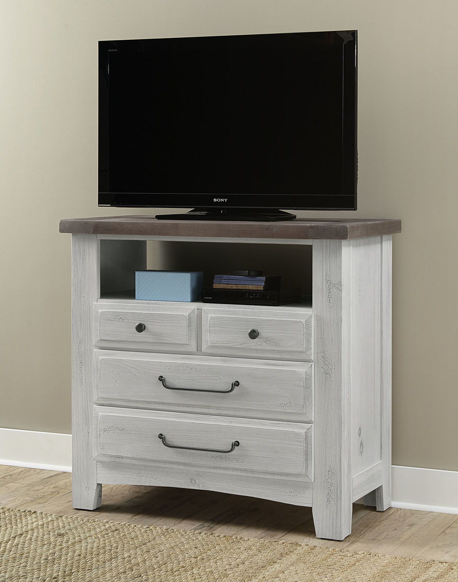 Sawmill - 4-Drawer Media Chest - Alabaster 2-Tone