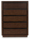 Dilenno - Five Drawer Chest - Dark Brown