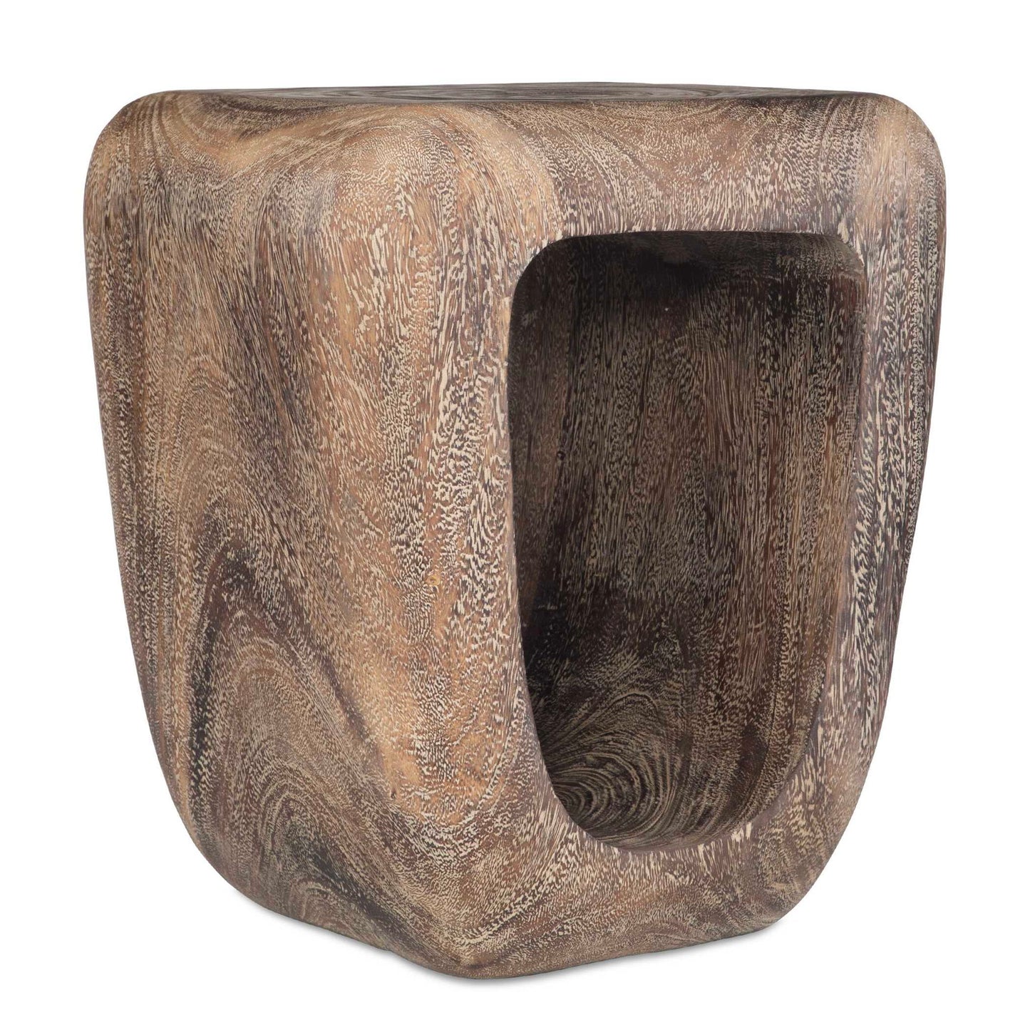 Loophole - Bleached Wash Accent Stool - Dark Brown