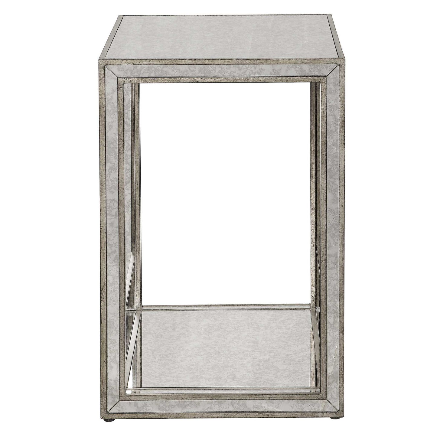 Julie - Mirrored End Table - Pearl Silver
