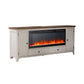 Fireplace TV Consoles - 80" Console With Fire FTS Set - Brown / White