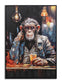 Pensive Primate Toast - 28" x 40" Framed Wall Art - Dark Brown
