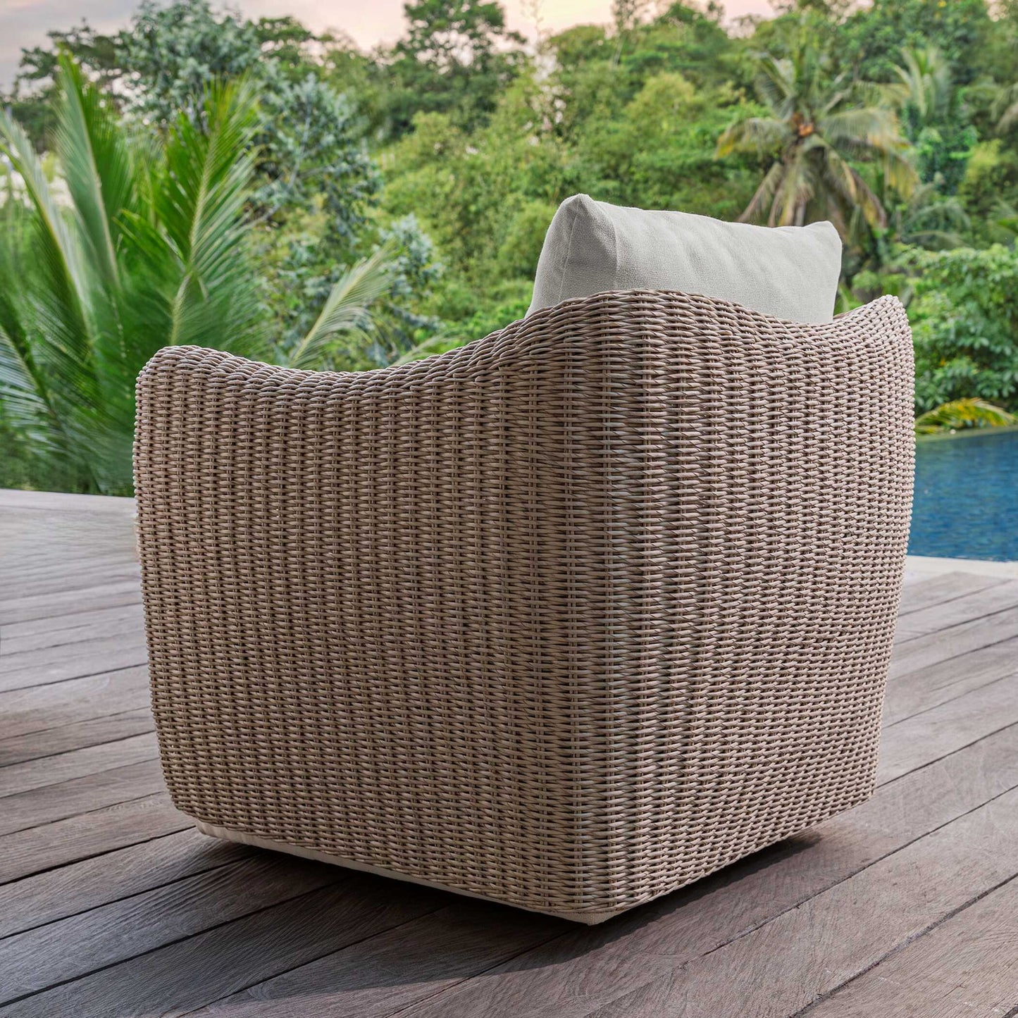 Sunset - Outdoor Swivel Lounge Chair - Oatmeal / Oyster White