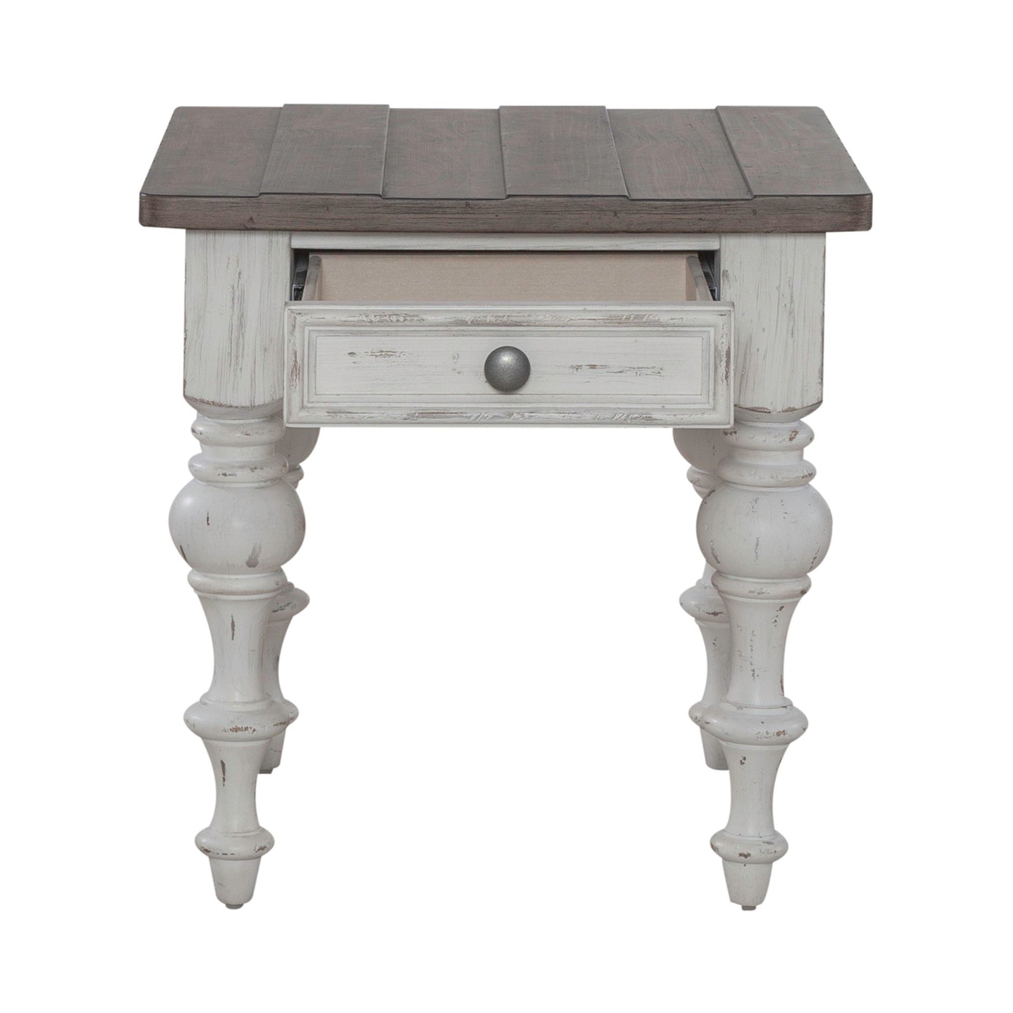 River Place - End Table - Riverstone White & Tobacco