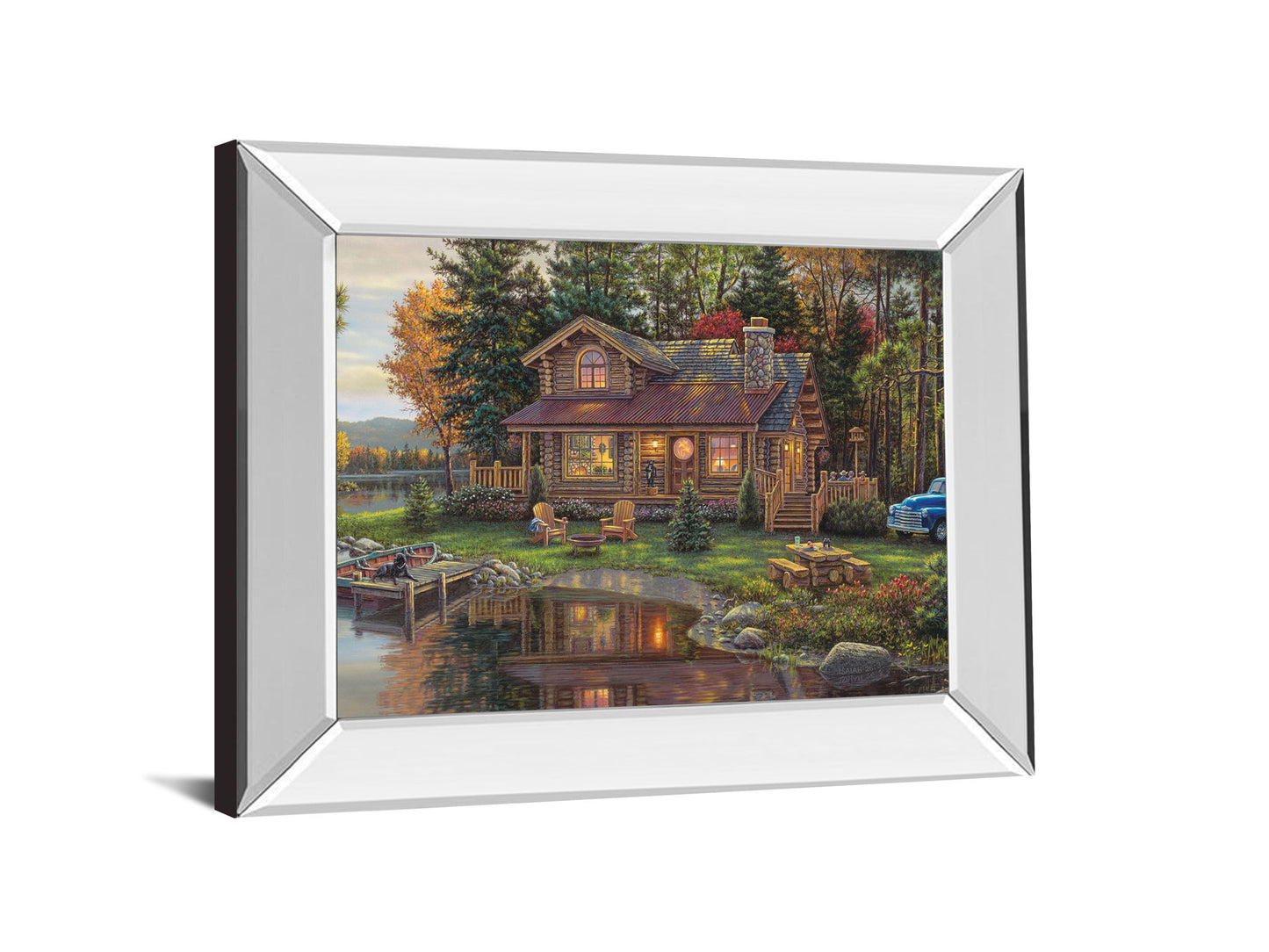 Mirrored Frame Peace Like A River Cabin By Kim Norlien - Dark Brown