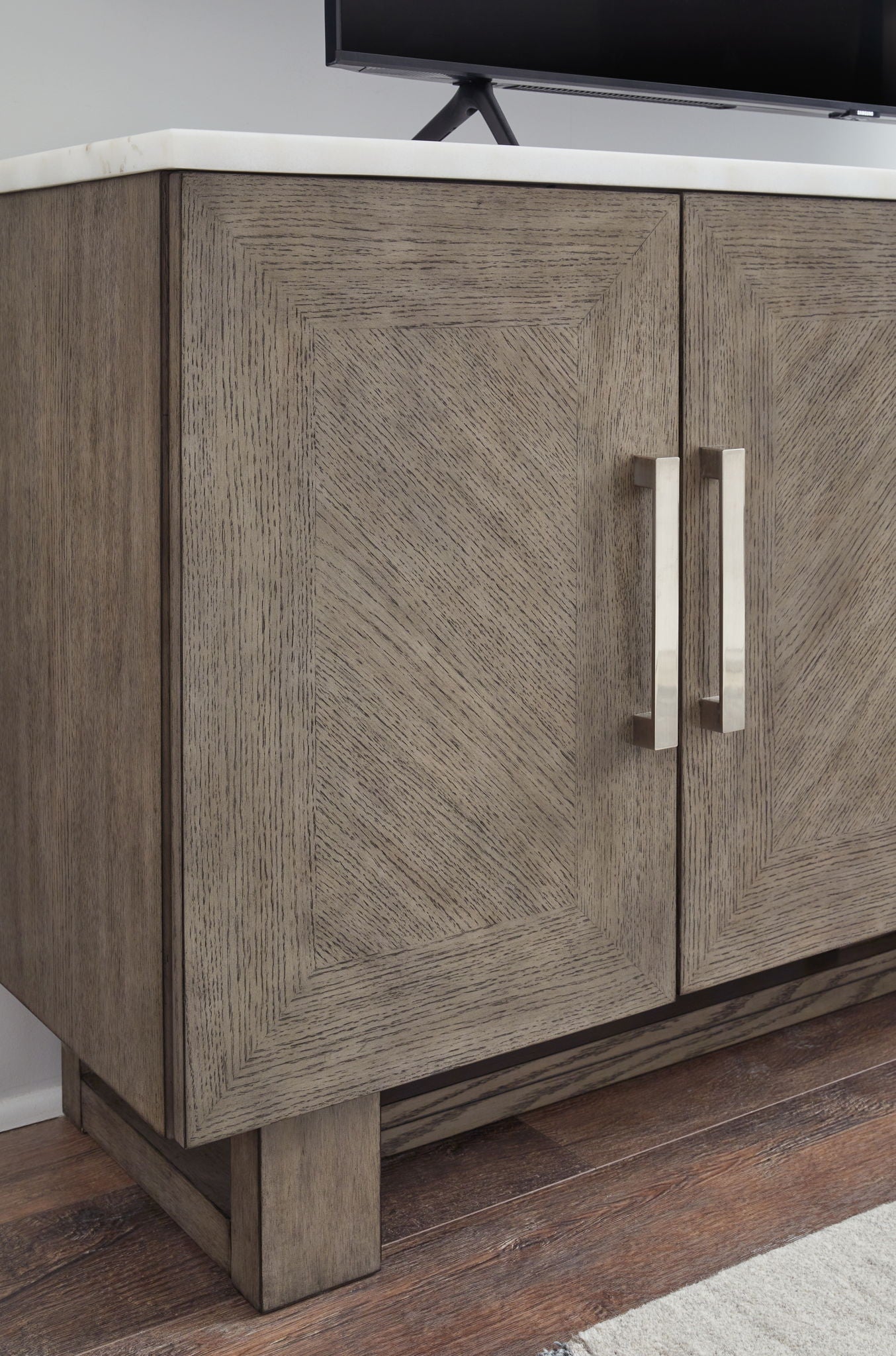 Loyaska - Extra Large TV Stand - Grayish Brown / White