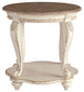 Realyn - Round End Table - White / Brown