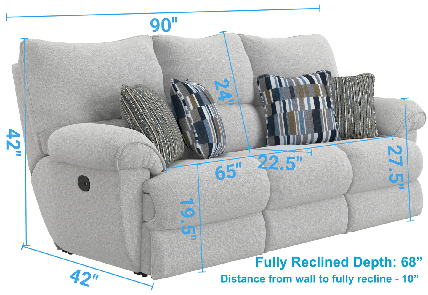 Lenny - Power Lay Flat Reclining Sofa