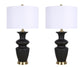 "Elegance Radiance" Ceramic Table Lamp (Set of 2) - Black / Soft Gold