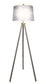 "Luxe Tripod Elegance" Faux Leather Wrap Floor Lamp - Greige / Soft Gold