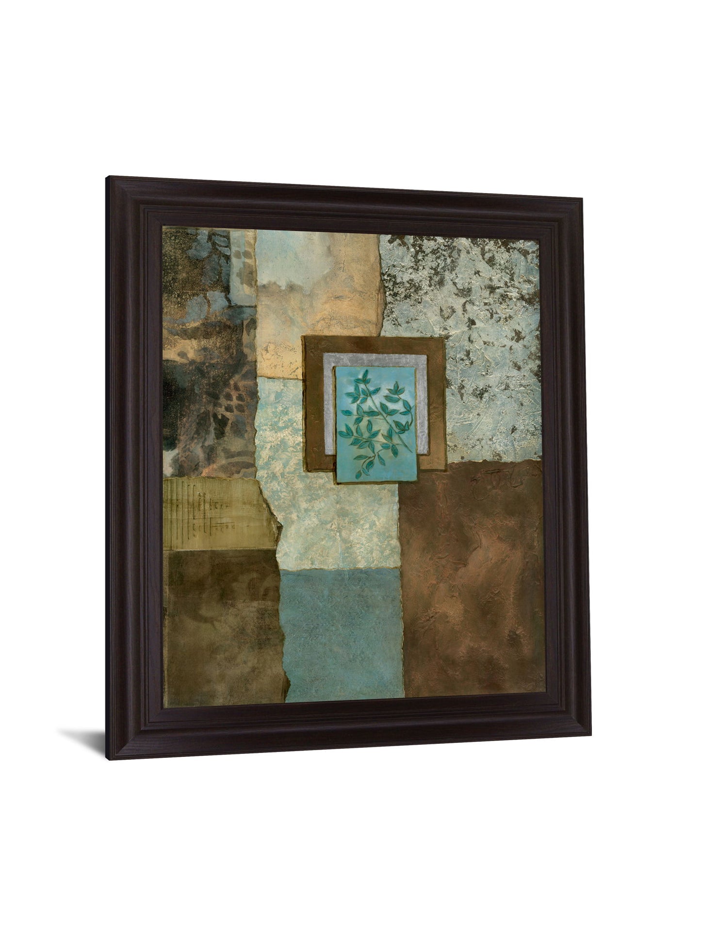 Teal Leaf Mosaic - 28" x 34" Framed Wall Art