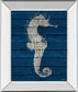 Antique Seahorse On Blue I By Patricia Pinto - Mirror Framed Print Wall Art - Blue