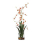 Dancing - Orchid In Glass Vase - Green,Orange