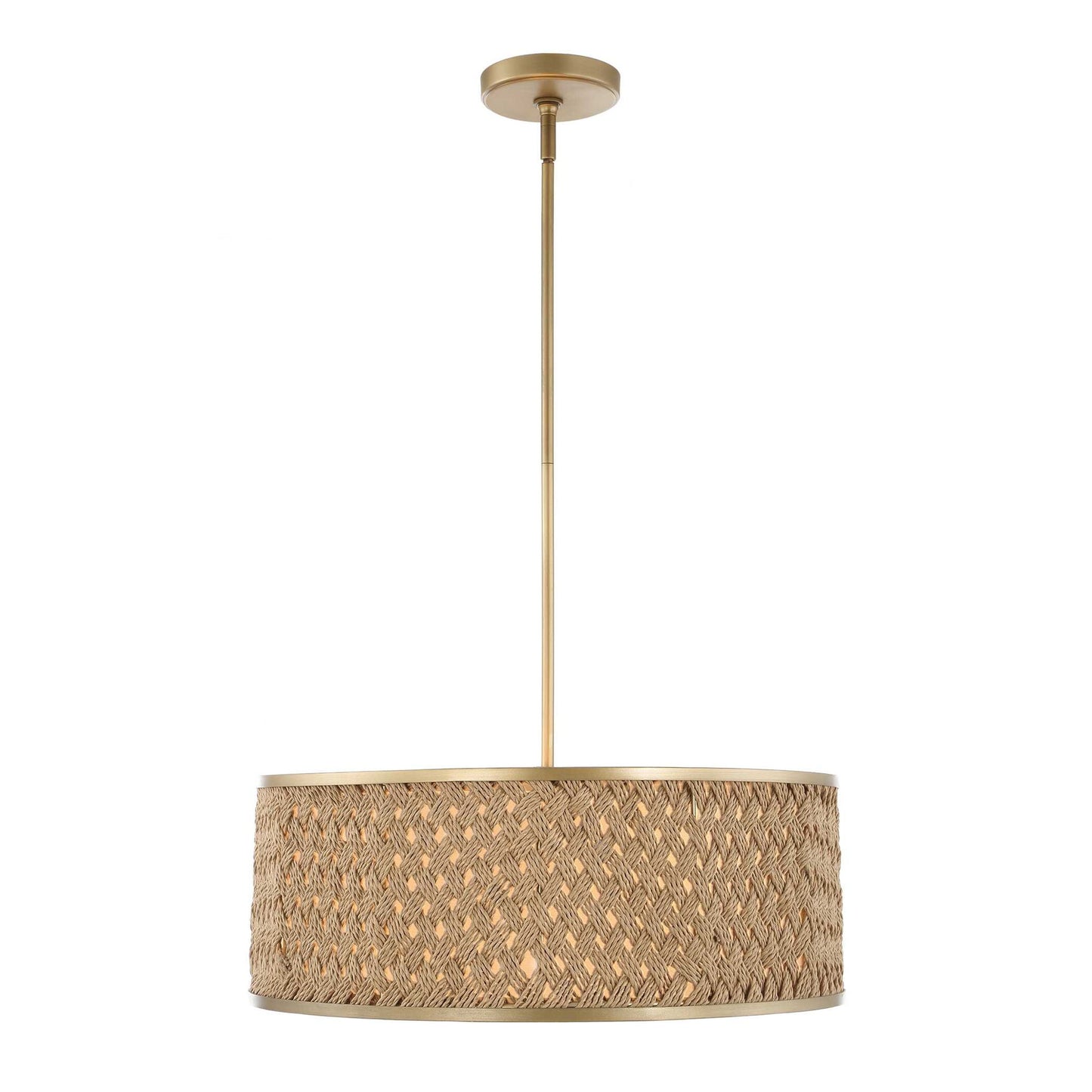 Pinchot - 4 Light Rattan Drum Pendant - Brown