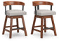Ralene - Upholstered Swivel Barstool (Set of 2) - Medium Brown