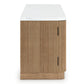 Camdill - XL TV Stand With Fireplace Option - Light Brown