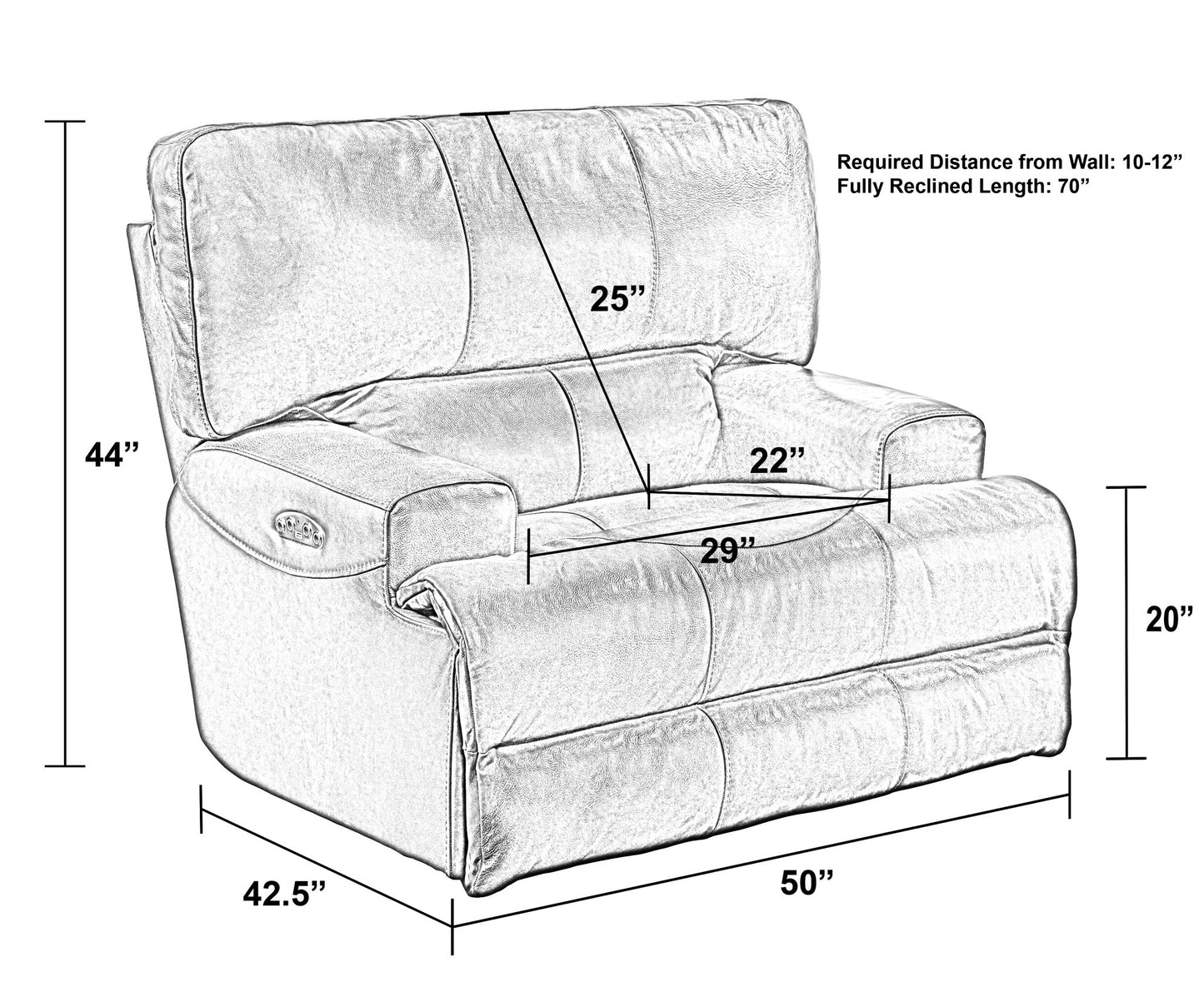 Wembley - Power Headrest Power Lay Flat Recliner