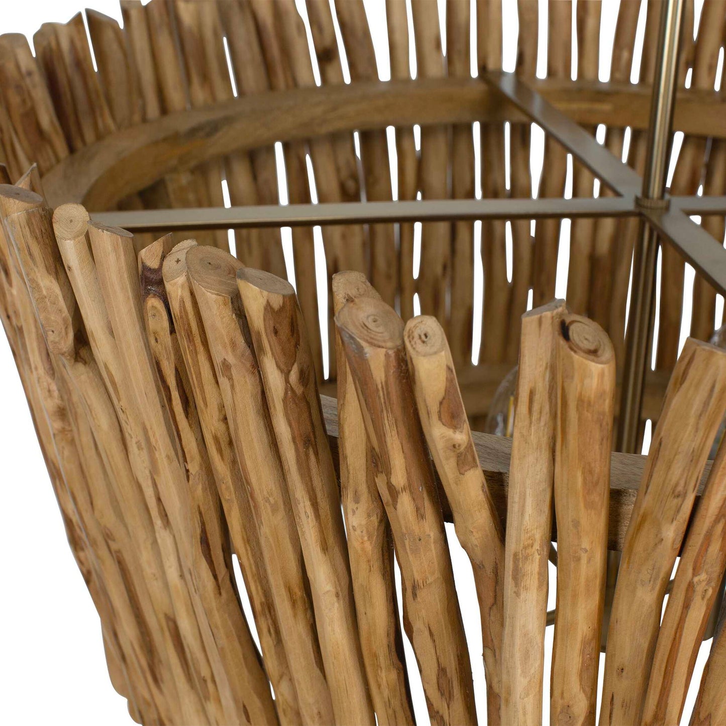 Rhea - 4 Light Wood Branch Chandelier - Woodtone