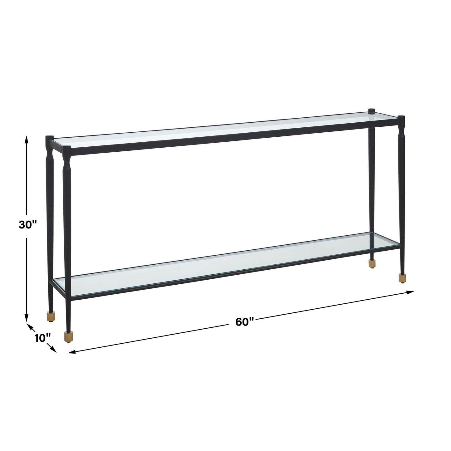 Javana - Glass / Iron Console Table - Brass,Bronze