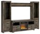 Trinell - 4-Piece Entertainment Center With 63" TV Stand And Glass/Stone Fireplace Insert - Brown