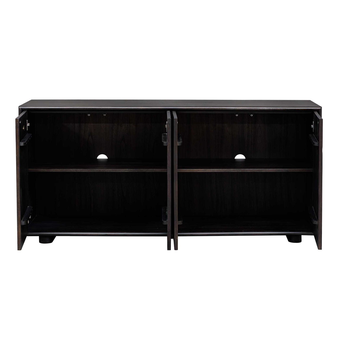 Stevenson - Chiseled 4 Door Cabinet - Black / Brown / Woodtone