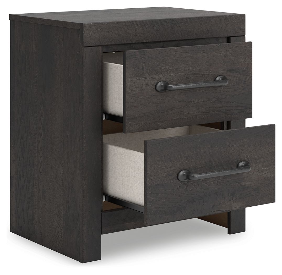 Hollivern - Two Drawer Night Stand - Dark Gray