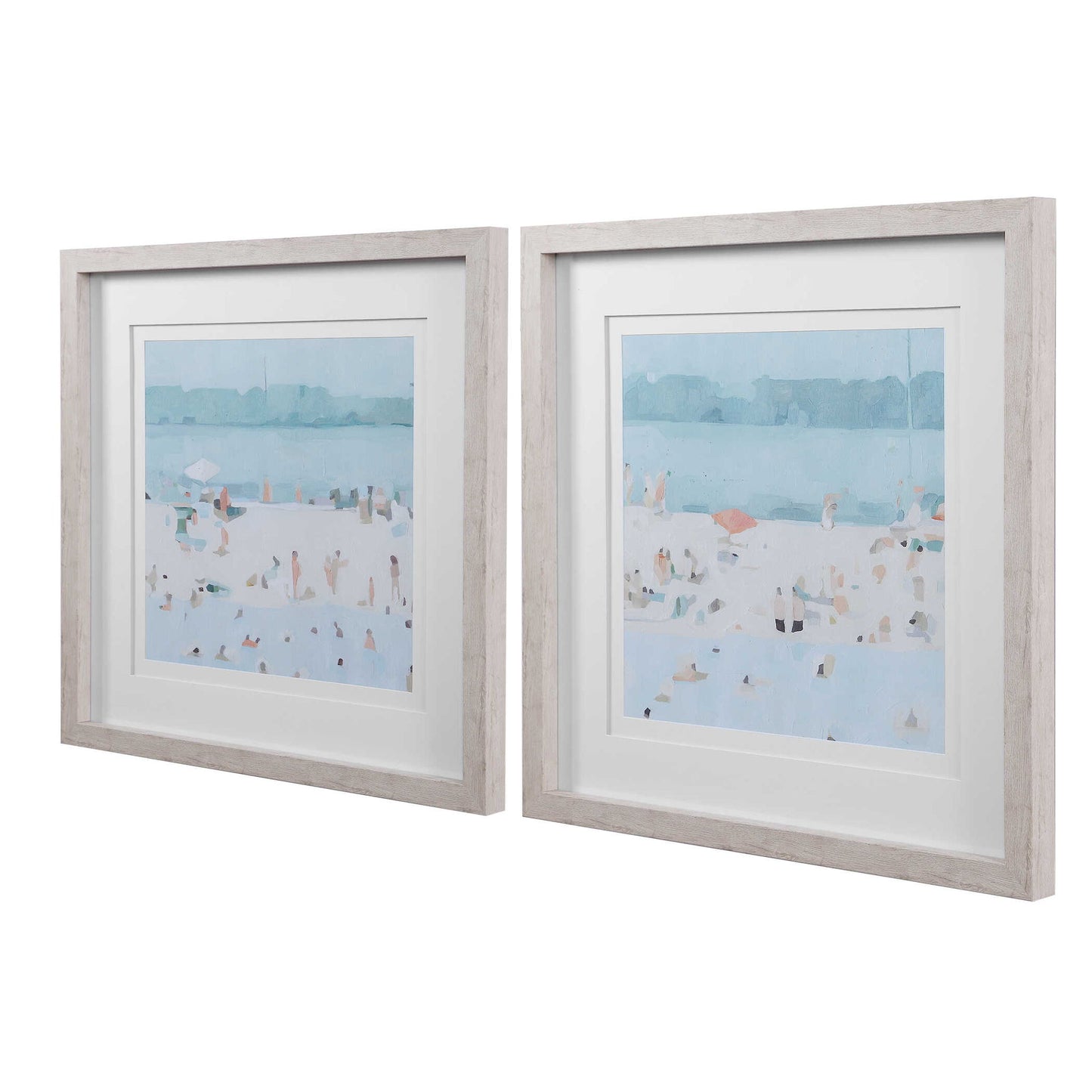 Sea Glass Sandbar - Framed Prints (Set of 2) - Light Blue