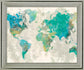 Aqua Atlas - 28" x 34" Framed Wall Art - Light Blue