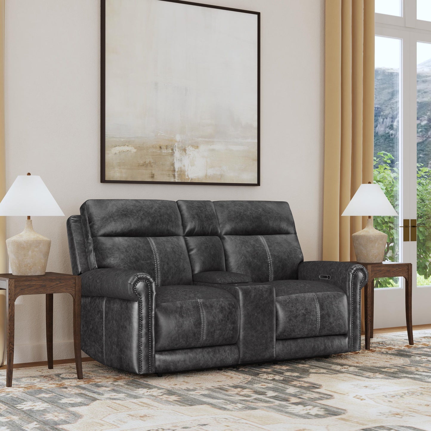 Alexander - Power Reclining Loveseat With Console, Power Headrest & Lumbar