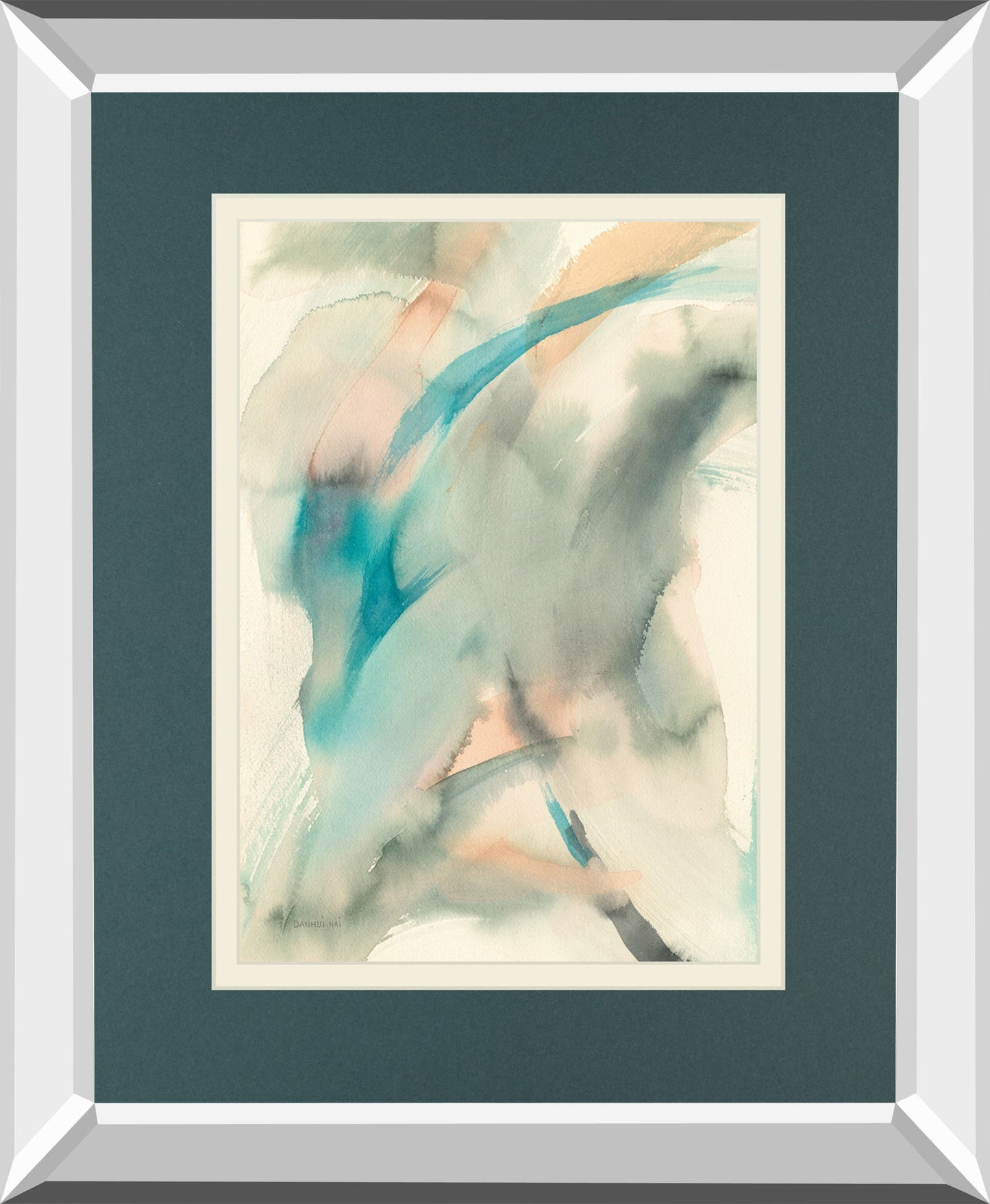 In Motion I By Danhui Nai Mirrored Frame - Blue