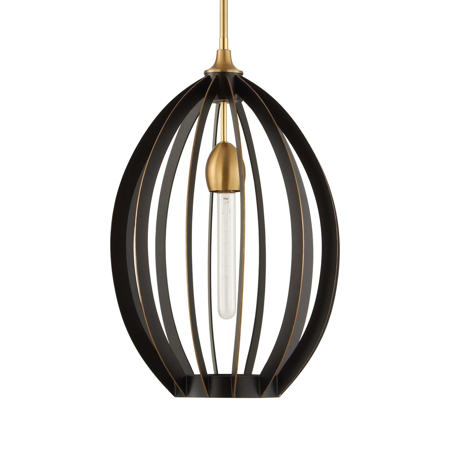 Darby - 1 Light Architectural Oval Pendant - Bronze / Black
