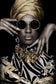 Golden Vogue Muse - 32" x 48" Framed Wall Art - Black
