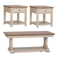 Farmhouse Reimagined - 3 Piece Table Set (1 Cocktail 2 End Tables) - Antique White / Chestnut Tops
