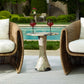 Cadas - Indoor-Outdoor Stone Side Table - Black / White