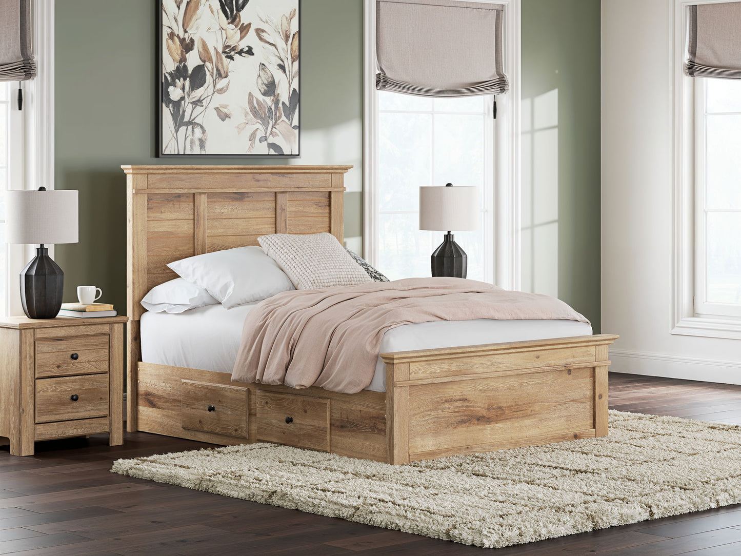 Makidern - Panel Storage Bed With Under Bed Storage Unit