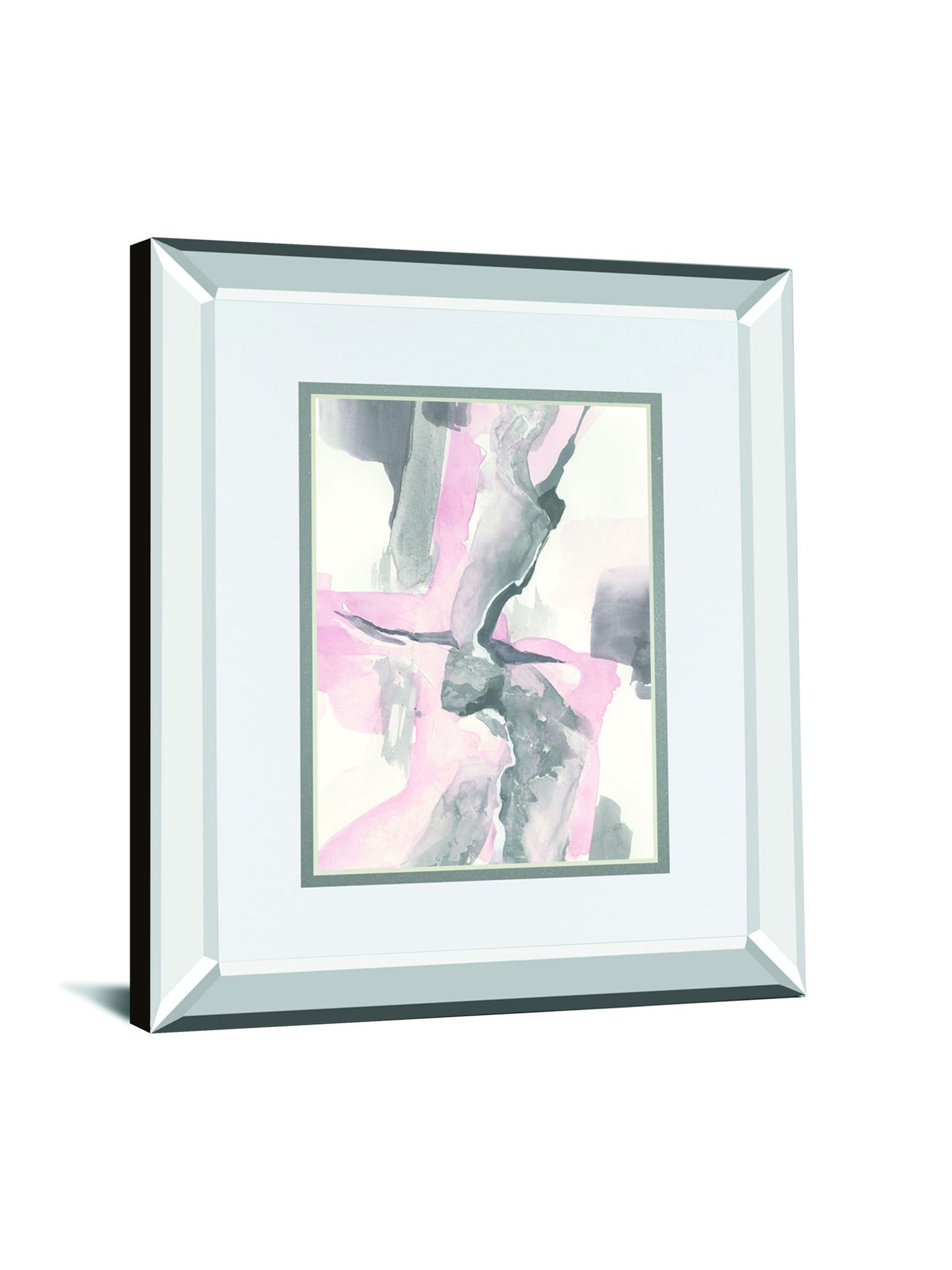 Blushing Grey I By Chris Paschke Mirrored Frame - Pink