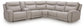 Gravier - 6-Piece Power Reclining Sectional With Storage Console - Gray