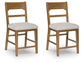 Cabalynn - Upholstered Barstool (Set of 2) - Oatmeal / Light Brown