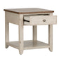 Farmhouse Reimagined - End Table With Basket - Antique White / Chestnut Tops