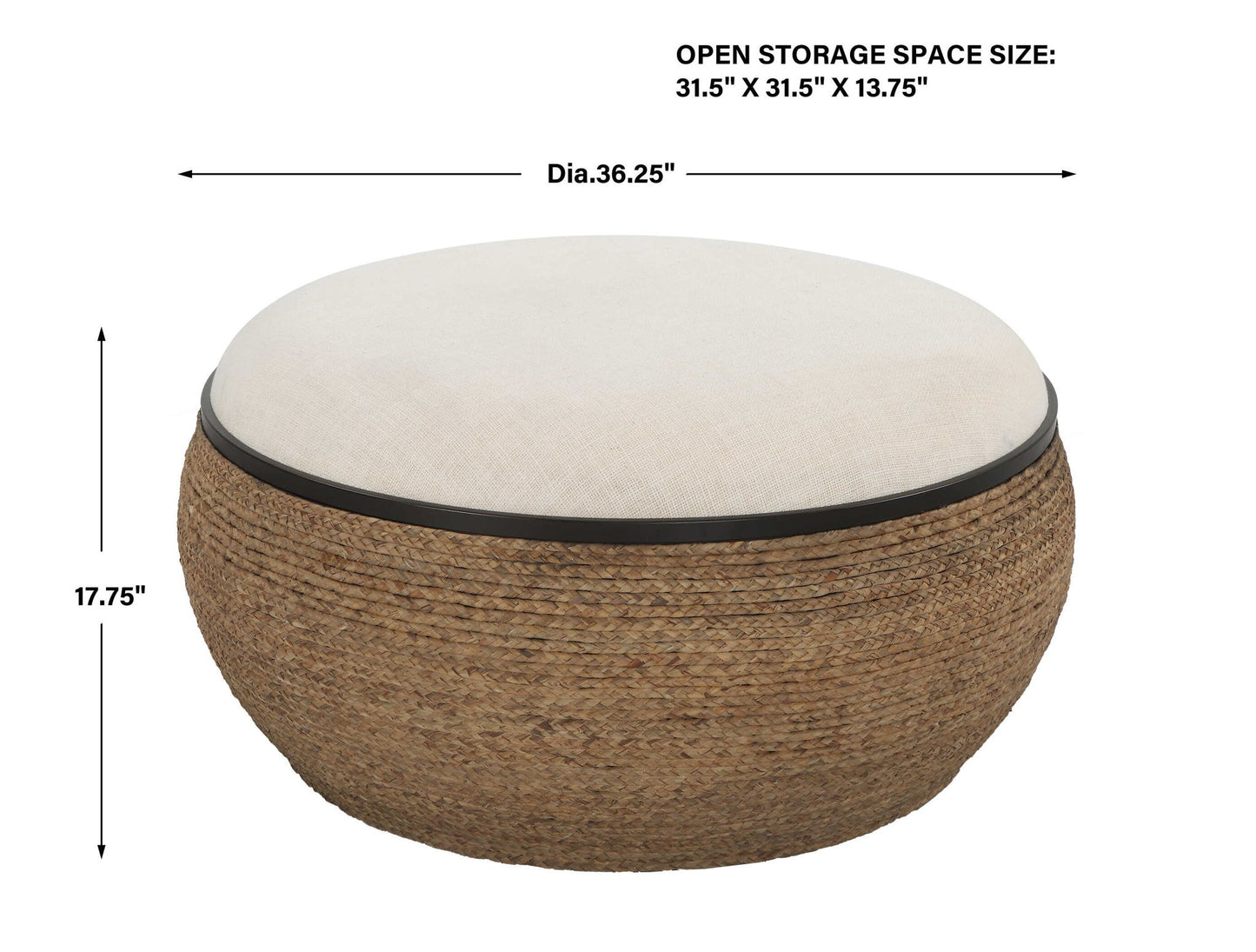 Island - Straw Storage Ottoman / Coffee Table